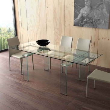 La Seggiola Mini Glass uitschuifbare glazen tafel geschikt voor woonkamer of kantoor