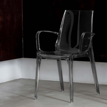Cadeira La Seggiola Valery de policarbonato transparente disponível com ou sem braços