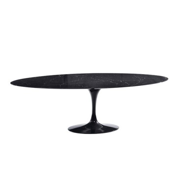 Faithful re-edition of the OVAL Tulip Table with Carrara marble or laminate top