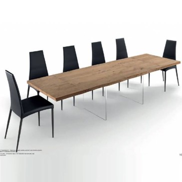 Επεκτάσιμο τραπέζι By Lazzaro Stratos με γυάλινα πόδια και επάνω μέρος Hpl ή καπλαμά