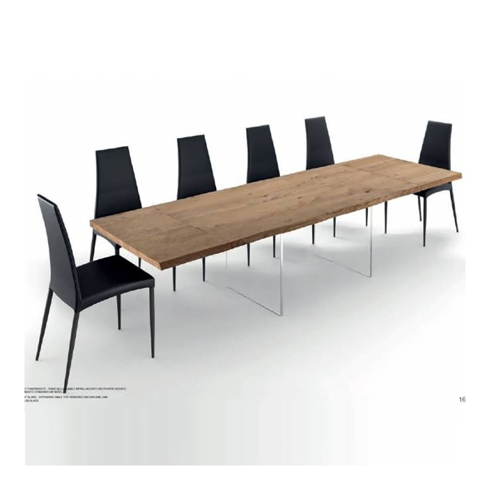 Table extensible DiLazzaro Stratos avec pieds en verre | kasa-store