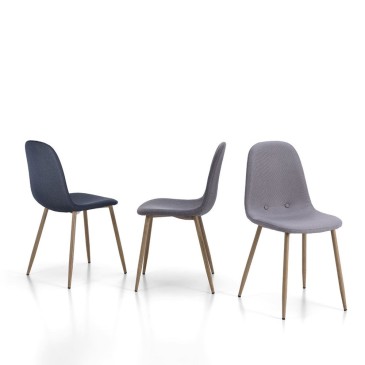 Set 4 sedie Doom realizzata con gambe in metallo effetto legno e rivestimento in tessuto