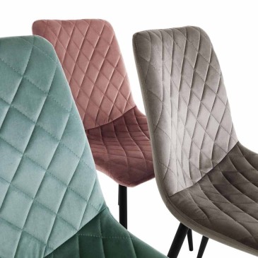 Set of 4 Icon chairs made with metal legs and upholstered with a quilted effect