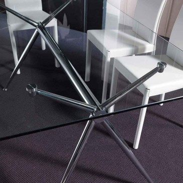 La Seggiola Atene Noir glass table with metal structure available in three sizes