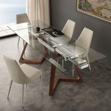 La Seggiola Gaudì ausziehbarer Tisch mit Glasplatte in zwei Größen erhältlich