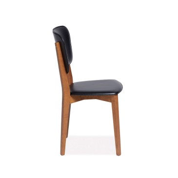 Conjunto de 2 sillas de madera con asiento de cuero | kasa-store