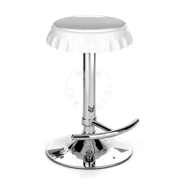 Tappo stool, adjustable with gas mechanism. Transparent seat.