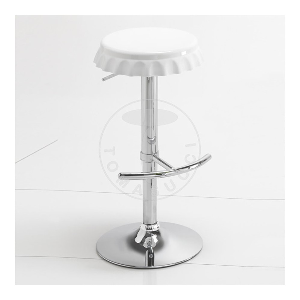 Tappo stool, adjustable with gas mechanism. Transparent seat.