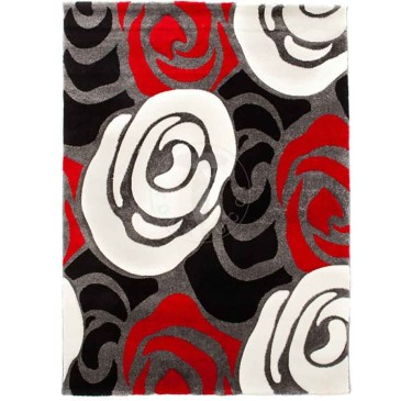 Tomasucci Rose red and black living room rug | kasa-store