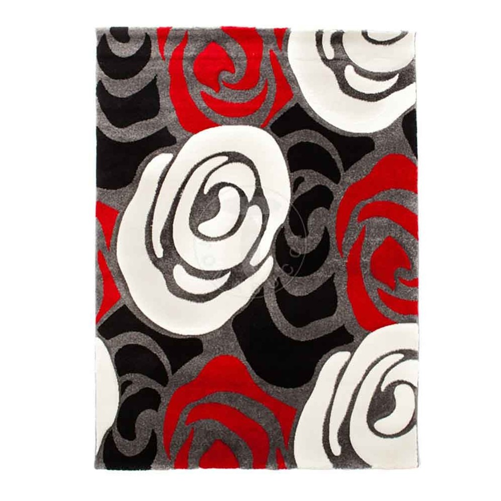 Tomasucci Rose alfombra de salón roja y negra | kasa-store