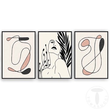 Composizione di quadri "Woman" di Tomasucci stampa su cartoncino con cornice in pvc