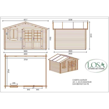 Matilde di Losa ξύλινο σπίτι σε ξύλο ελάτης | kasa-store