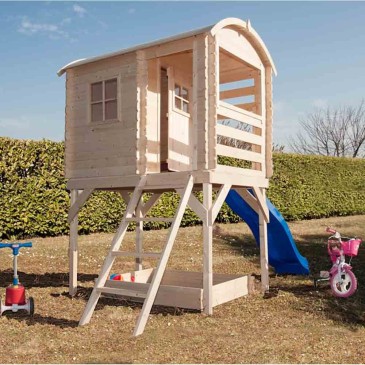 Joy casinha de madeira para crianças com escorrega | kasa-store