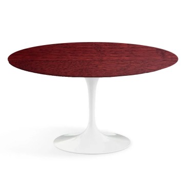 Re-edition of the round Tulip table with solid wood top in various sizes and finishes