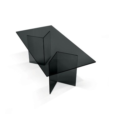 Σχέδιο Tonelli Bacco ορθογώνια δομή τραπεζιού και βάση σε διάφανο γυαλί