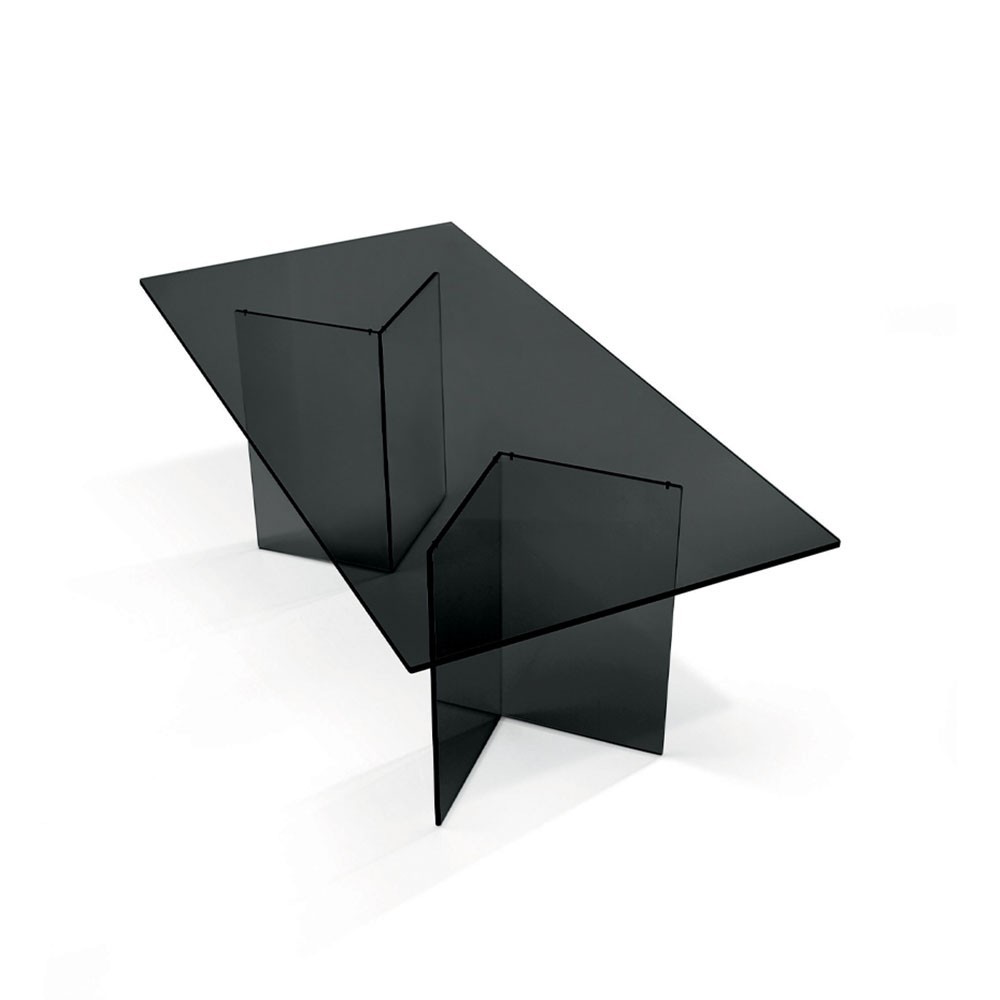 Tonelli design Bacco tavolo rettangolare in vetro fumè