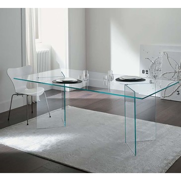 Tonelli design Bacco rectangular table structure and base in transparent glass