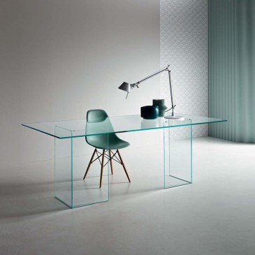 Tonelli design Bacco tavolo scrivania in vetro trasparente