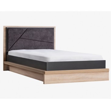 City la cama individual en madera de melamina con cabecero tapizado
