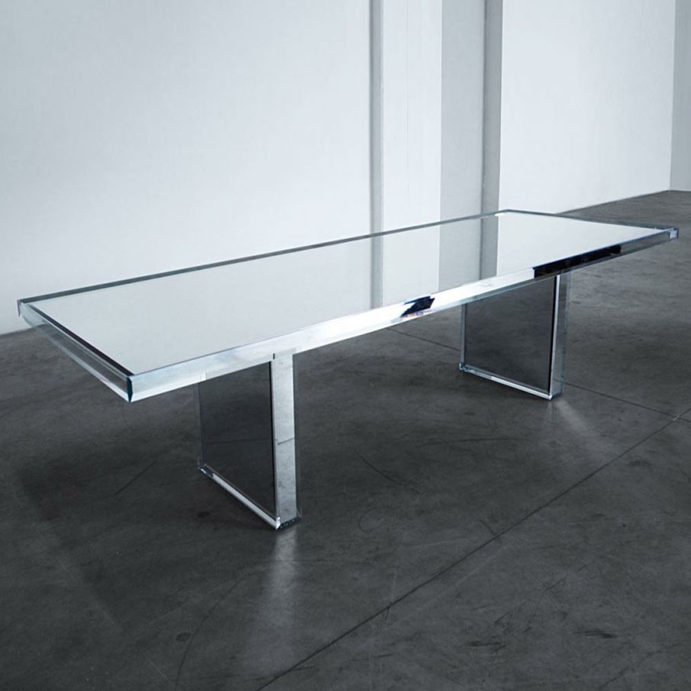 Glas Italia Prism fixed table in crystal | kasa-store
