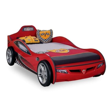 Cameretta completa per bambini Champion Racer con autoletto, armadio garage, lampada semaforo, scrivania e comodino portagiochi