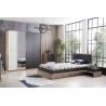 Complete bedroom set for New City boys with full size bed, 4-door wardrobe, bedside table and chest of drawers