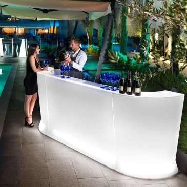 Comptoir de bar Lyxo Marvy avec station cocktail et poche porte-bouteilles en plexiglas