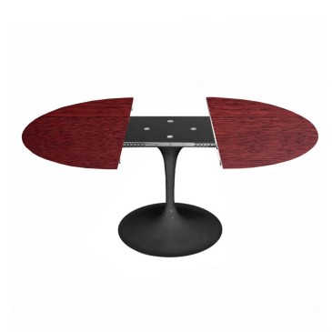 Re-edition of the round extendable Tulip table in solid oak in various finishes