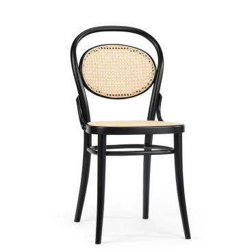 Ton 20 sedia in legno di faggio nero rivestimento in paglia