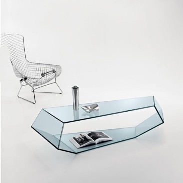 Table basse Tonelli Design Dekon 2 en verre transparent ou fumé