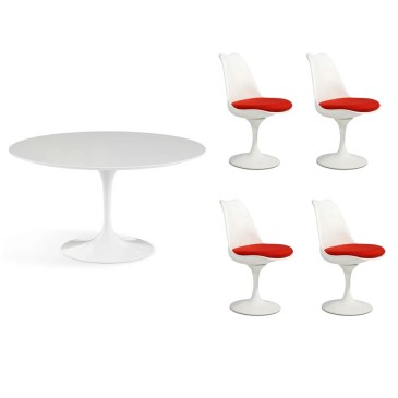 Tulip Reissue ausziehbarer Tisch und Stühle-Set | kasa-store