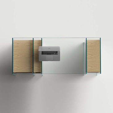Consola fixa Tonelli Design Marcell em vidro e madeira | kasa-store