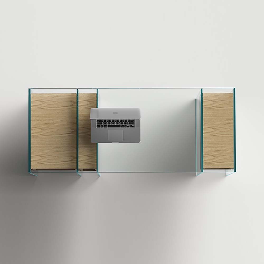 Tonelli Design Marcell fixed console in glass and wood | kasa-store