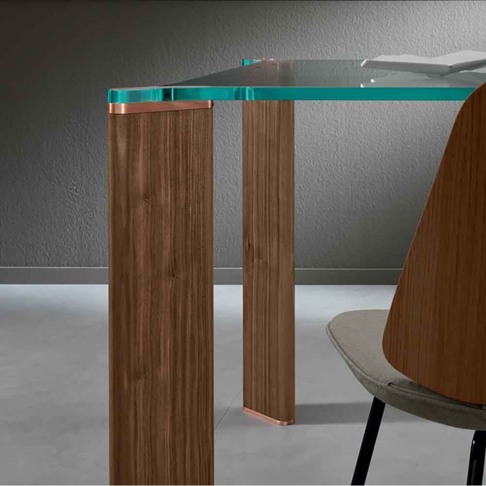 Tonelli Design Can Can tavolo in vetro e legno | kasa-store
