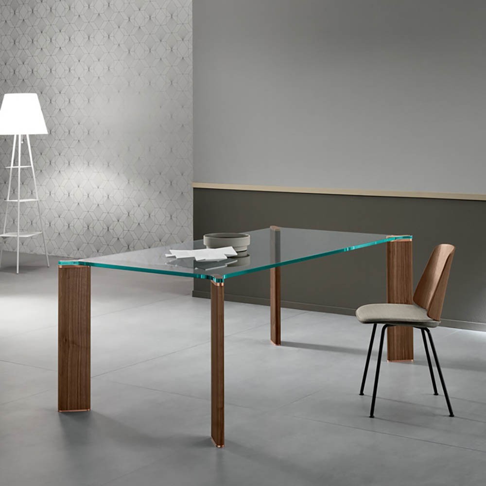 Tonelli Design Can Can tavolo in vetro e legno | kasa-store