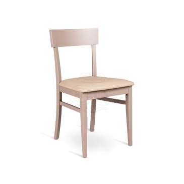 Chaise en bois Stones Monaco avec assise rembourrée en PU en différentes finitions