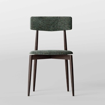 Tonelli design AW_stolsett med 4 stoler med solid trestruktur, formet og polstret sete