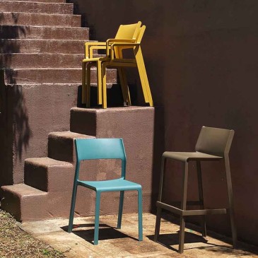 Nardi Trill Bistro-Set mit 6 Outdoor-Stühlen für Bars und Restaurants aus Polypropylen, hergestellt in Italien