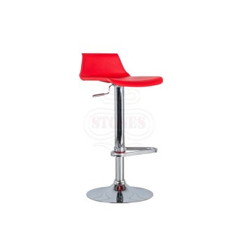 Fred stool with chromed metal structure and pvc seat and piston mechanism to adjust the height