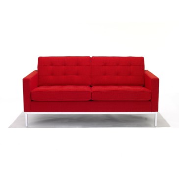 Neuauflage des Florence Knoll 2- und 3-Sitzer-Sofas, bezogen mit echtem italienischem Leder