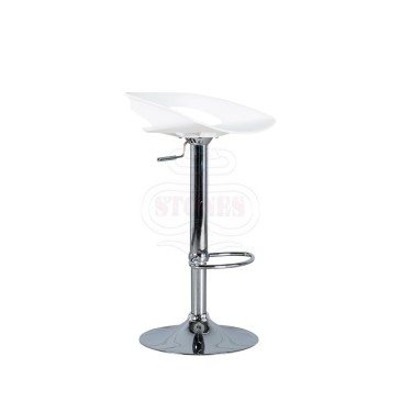 Glen stool with chromed metal frame and pvc seat available in white or black