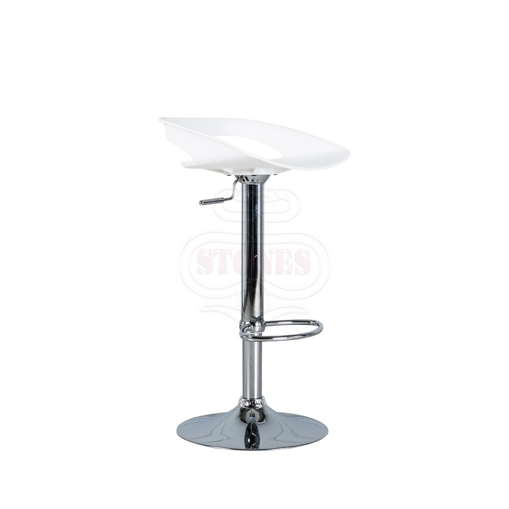 Glen stool with chromed metal structure and pvc seat available in white black and red