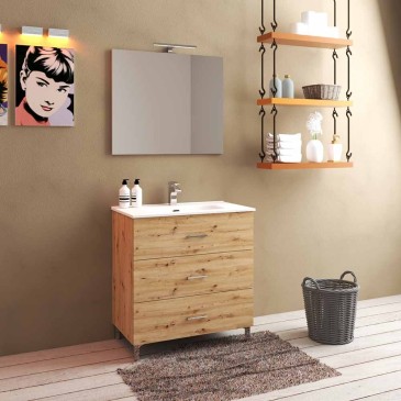 Mars 80 bathroom composition with three drawers available in two finishes