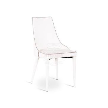 Cadeira de design de metal Stones Myriam revestida em imitação de couro bem acolchoada e disponível em três acabamentos
