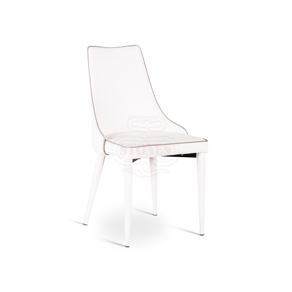 Myriam Metallstuhl mit gut gepolstertem Kunstleder bezogen und in zwei Ausführungen erhältlich