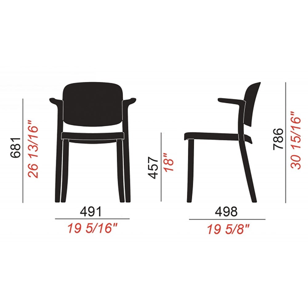 Colos Piazza 1 og Piazza 2 sæt af 4 stole i polypropylen | kasa.store