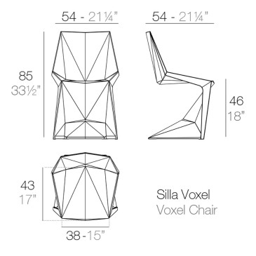 Vondom Voxel conjunto de 4 cadeiras empilháveis em polipropileno | kasa-store