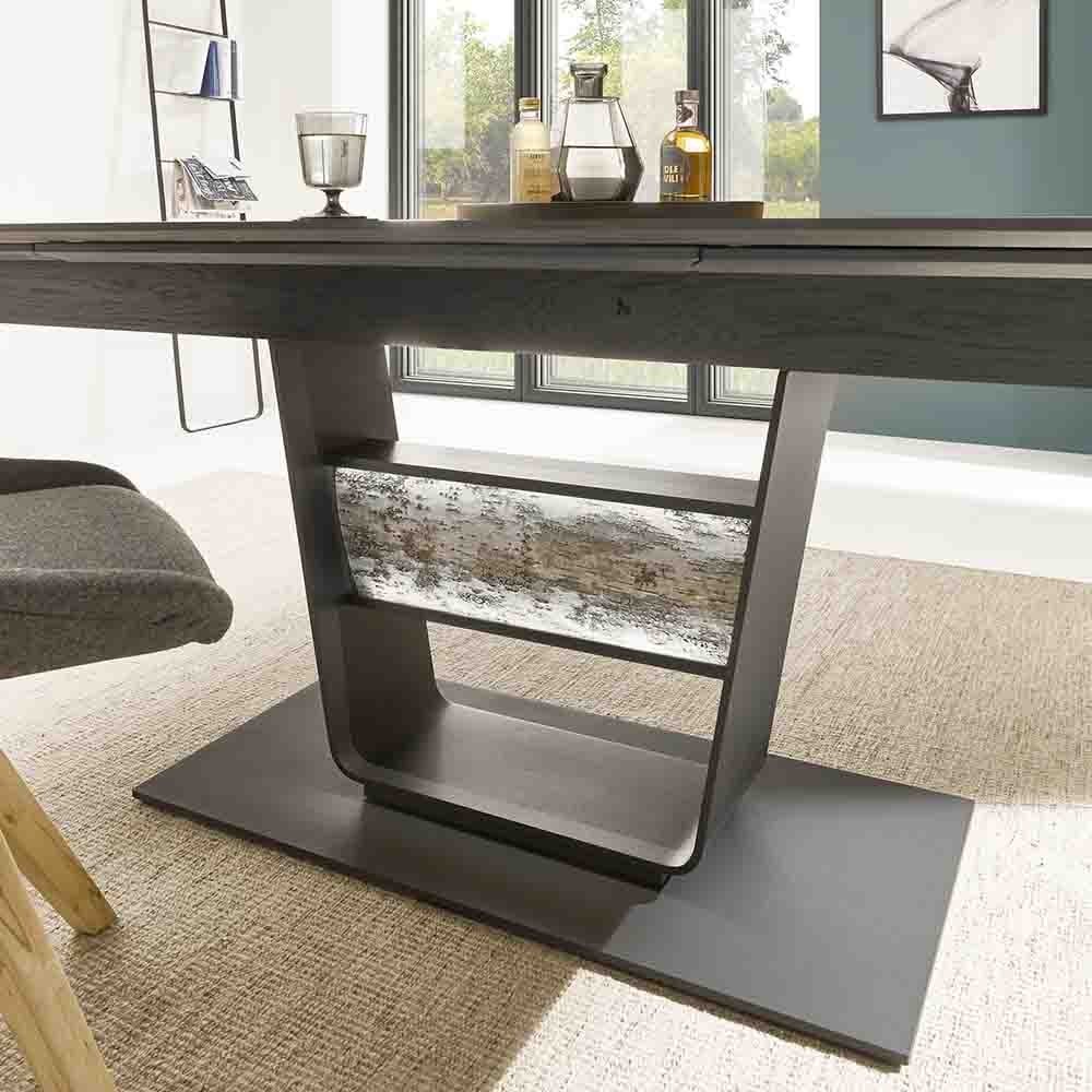 Hartmann tavolo allungabile con base acciaio e traverso in legno