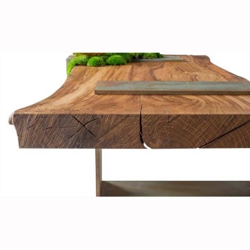 Met mos bedekte houten salontafel | kasa-store