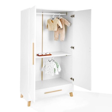 Lisa Kleiderschrank mit zwei Türen und Schublade | kasa-store